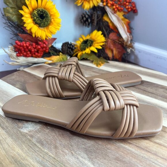 Matisse Leather Knotted Slide Sandals - Samson Sz 8M in Tan - Picture 1 of 12